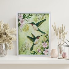 Kolibry wśród kwiatów - obraz strukturalny 3D