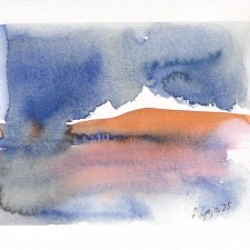 Fiordy akwarela pejzaż