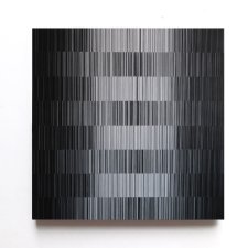 Monochrome Rhythm – oryginalny obraz akrylowy na lnianym płótnie, czarno-szara abstrakcja, nowoczesna sztuka geometryczna