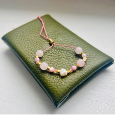 Bransoletka ręcznie robiona z naturalnych kamieni na  jedwabnej nitce