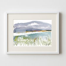 Górskie jezioro akwarela A5