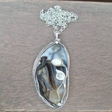 Agat i perła - wisiorek