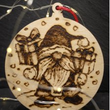 Drewniane wypalane ręcznie bombki - Skrzat 1 - święta, mikołajki, boże narodzenie, prezent, upominek, gwiazdka, zabawne