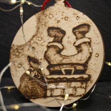 Drewniane wypalane ręcznie bombki - Mikołaj 1 - święta, mikołajki, boże narodzenie, prezent, upominek, gwiazdka, zabawne