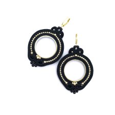 Kolczyki sutasz czarne kółka "Jolly" lekkie okrągłe romantyczne