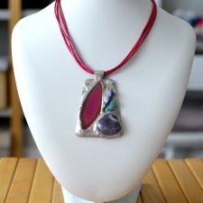 naszyjnik z witrażowym wisiorem COLORRO agat, amazonit, lapis, ametyst