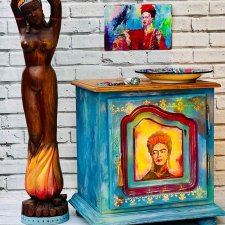 Kolorowa szafka z Fridą Kahlo, szafka nocna, ręcznie malowana