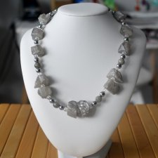 NASZYJNIK GALAXI PLATEROWANY KRYSZTAŁ GÓRSKI, HEMATYT