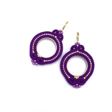 Kolczyki sutasz fioletowe kółka "Jolly" lekkie okrągłe romantyczne