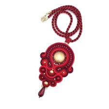 Wisiorek sutasz czerwono bordowo złoty "Elavia" elegancki