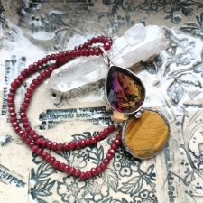 Amulet z ametystem i tygrysim okiem