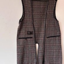 Wełniana kamizelka w kratę / podszewka do kurtki XXXL