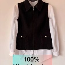 Czarna wełniana kamizelka 100% wool – klasyczna, ciepła i elegancka S/M