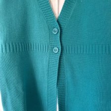 Miętowy kardigan bez rękawów vintage – minimalistyczna elegancja retro XL /42