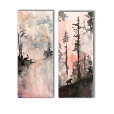 Leśne historie. Akwarela ręcznie malowana. Zestaw 2 szt