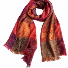 Szal vintage wytłaczany piękne kolory szalik chusta apaszka