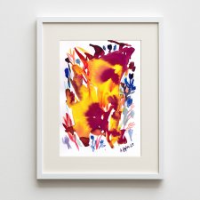 Akwarela "Ogniste kwiaty" A4 oryginał