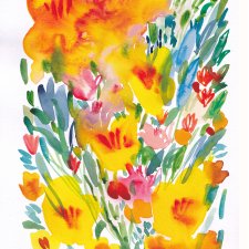 Akwarela "Wiosenne kwiaty" A4 oryginał