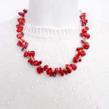 Koral czerwony Naszyjnik lniany