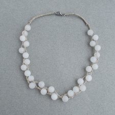 Matowy Jadeit Naszyjnik lniany