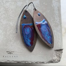 Kolczyki ze srebra i mosiądzu Fish Dark Ruby & Deep Blue