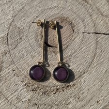 Złote kolczyki FALL – ciepły blask jesieni w odcieniach burgundu