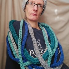 Szalik komin szal popielato turkusowy