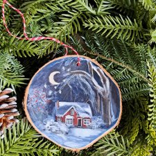 Drewniana, ręcznie robiona ozdoba choinkowa Dom, możliwa personalizacja