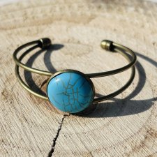 Bransoletka PETRA w kolorze antycznego brązu z howlitem turkusowym – biżuteria handmade