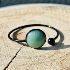 Bransoletka PETRA w kolorze czarnym z zielonym awenturynem – biżuteria handmade