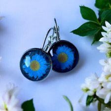 Kolczyki ŁĄKA w kolorze srebrnym – okrągłe kolczyki z motywem rumianku