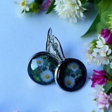 Kolczyki ŁĄKA w kolorze srebrnym – okrągłe kolczyki z motywem przymiotna