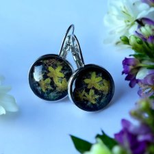 Kolczyki ŁĄKA w kolorze srebrnym – okrągłe kolczyki z motywem dziurawca