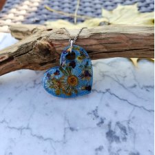 Wisiorek z żywicy z zatopionymi kwiatkami - OCEANIC BLOOM