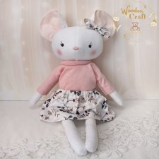 Myszka Lisa, przytulanka ręcznie szyta, prezent GOTOWY