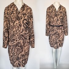 ONLY 2 w 1 sukienka i narzutka na zatrzaski beż paisley R 38 M Hu8