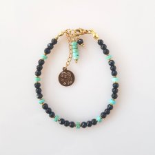 Bransoletka Czarno Turkusowa Złota