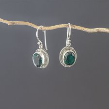 Srebrne kolczyki z kwarcem zielonym