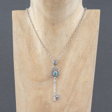 Srebrny kluczyk z turkusem i złotem 18K