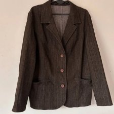 Brązowa marynarka vintage w drobny prążek XXXL / 46 / 18