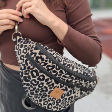 Żakardowa nerka XL w panterkę Beżowa