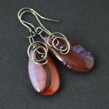 Kolczyki Eby - agat i oksydowane srebro