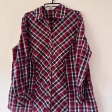 Czerwona koszula w kratę vintage z bawełny – klasyczny fason i miękki materiał  5XL / 50 / 22