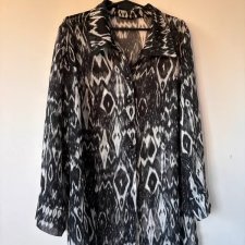 Czarna koszula we wzory – lekka, elegancka, klasyczna, oversize, print etniczny 6XL / 52 / 24