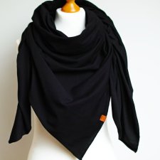 Chusta bawełniana CZARNA - chusta kwadratowa - modna chusta na jesień