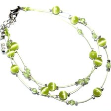 LIMONKOWE koraliki BRANSOLETKA potrójna żyłka