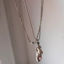 Srebrny naszyjnik z zawieszką i perełką | minimalistyczny delikatny styl vintage boho