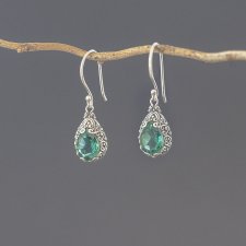 Srebrne kolczyki z kwarcem zielonym