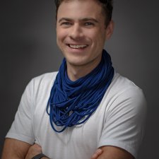 Naszyjnik dzianinowy - granatowy (uniksex)