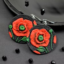 Długie kolczyki wiszące "czerwone maki"